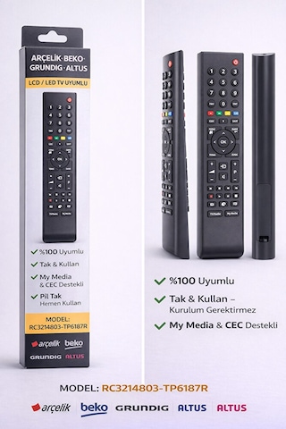 Arçelik Be-ko Grundig Altus Tv Kumandası Lcd Led Tüm Modellerle