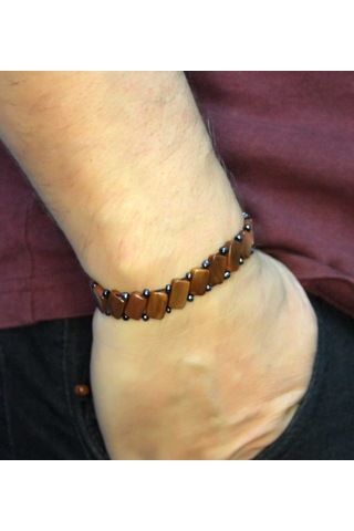 Doğal Kuka Ağacı Erkek Asansörlü Ayarlanabilir Bileklik Eub117 Kahverengi