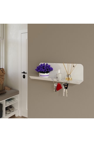 Metal Raf Ve 5'li Anahtar Askısı Beyaz