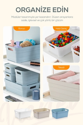 Vienev 4'lü 8,2 Litre Saklama Kutusu Beyaz Beyaz