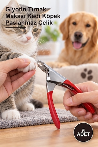 5 Adet Giyotin Tırnak Makası Kedi Köpek Paslanmaz Çelik
