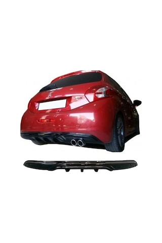 Peugeot 208 Difüzör Difizör Plastik Parlak Siyah 2012-2018 Arka-bodykit-ek-karlık