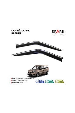 Fiat Doblo 2015-2022 Yıl Aralığı Uyumlu Cam Rüzgarlığı Kromlu 4 Parça Siyah