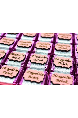 Dark Brown Hoşgeldin Bebek Kız Çoçuk Çikolatası 48 Adet Sargılı Dolgulu