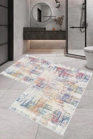 Eliana Home Dijital Baskı 2'li Banyo Paspas Takımı Lna5-0551 100x60 Ve 60x50 Cm Krem