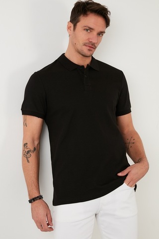 Buratti Pamuklu Regular Fit Düğmeli Erkek Polo Yaka T Shirt 5902281 Siyah