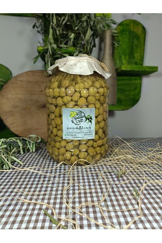 Aydın Yöresi Manzalina Cinsi Sofralık Tatlandırılmış Kırma Yeşil Zeytin 3 Kg