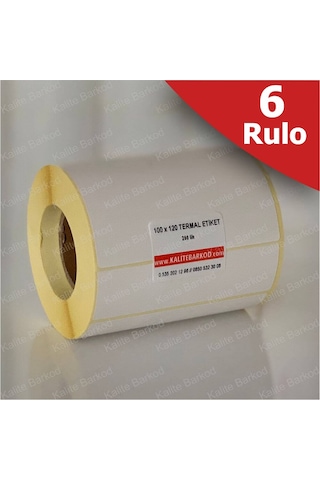 Termal Etiket 100X120 - Barkod Etiketi 6 Rulo 1.500 Adet Termal Etiket 100X120 - Barkod Etiketi 6 Rulo 1.500 Adet
