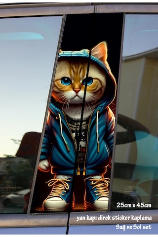 Rapçi Kedi Sticker Yan Kapı Direk Kaplama 2li Sol Sağ Takım Yapıştırma Rapçi Kedi Sticker Yan Kapı Direk Kaplama 2li Sol Sağ Takım Yapıştırma