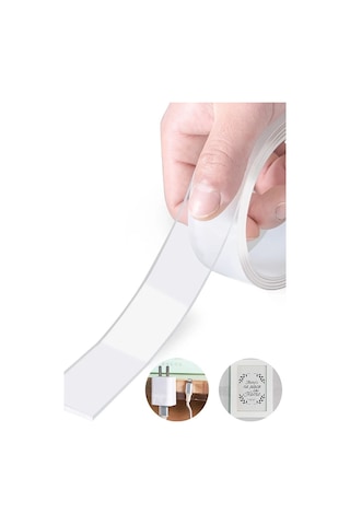 Duvara Tablo Albüm Obje Dekor Asmak Için Iz Bırakmaz Çift Taraflı Nano Bant 3 Metre X 3 Cm Kaliteli