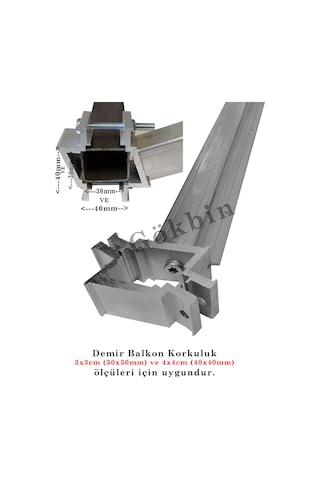 Demir Balkon Korkuluk Alüminyum Küpeşte Çamaşır Kurutma Askılığı Gri - Gümüş