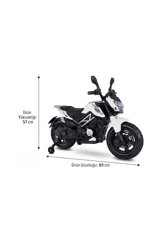 447 Motocross 12v Akülü Motor - Amortisörlü, Mp3 Çalarlı Dijital Akü Göstergeli Motor - Beyaz