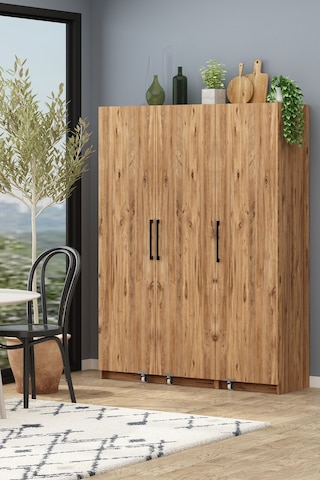 Erzak Dolabı 3 Kapaklı 180 Cm Çok Amaçlı Banyo Kiler Dolabı Atlantik Çam Atlantik Çam