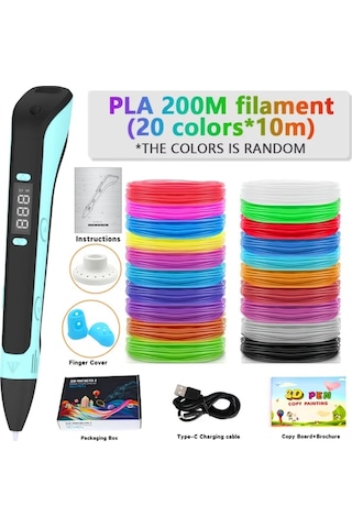Techbloom 1 Set 3d Yazıcı Kalem Kiti Dıy Çizim Ve Baskı Aracı 3937 İnch 20 Renk Lcd Ekranlı