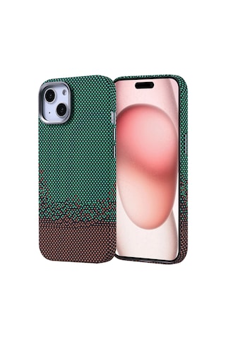 İphone 15 Uyumlu Kılıf Magsafe Şarj Özellikli Karbon Fiber Görünümlü Zore Nekst Kapak - Gold Altın