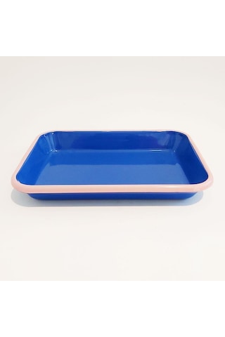 Emaye Meze Tabağı Kobalt Pembe 27 X 19 Cm Kobalt