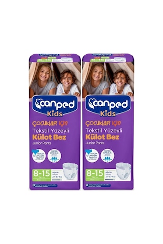 Canped Kids Çoçuklar Için Külot Bez Tekstil Yüzeyli Yaş:8 15 27 57kg 16 Adet 2pk 8