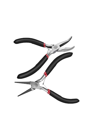 Ccgloball 2'li Paket Bükülmüş Zincirli Burun Pensesi Ve Işçiliği Ve Onarım Için Yuvarlak Burunlu Pense, Mücevher Yapımı Malzemeleri, Mücevher Pensesi