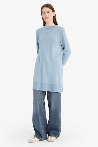 Defacto Regular Fit Bisiklet Yaka Yırtmaçlı Basic Düz Uzun Kollu Tunik H3431az25wnbe174 Mavi