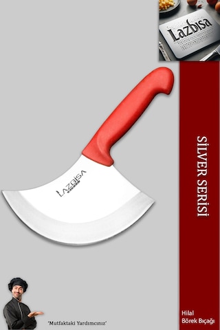 Lazbisa MFT-524 Silver Serisi Pide Börek Bıçağı Mutfak Bıçak Pizza Bıçak Kırmızı