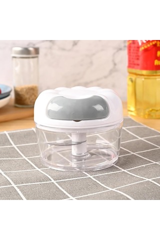 1 Adet Mini Mutfak Pratik Sarımsak İtici Ev Tipi Manuel Doğrama Sarımsak Acı Biber Doğrayıcı Gri