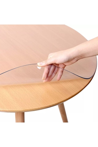 Yuvarlak 3,5mm Şeffaf Kalın Pvc Masa Örtüsü Kaymaz Koruyucu Şeffaf