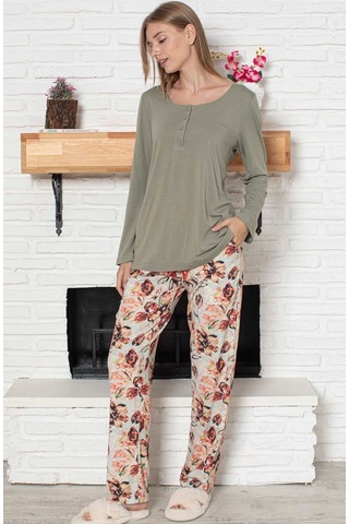 Limissi Viskon Pijama Takımı Haki