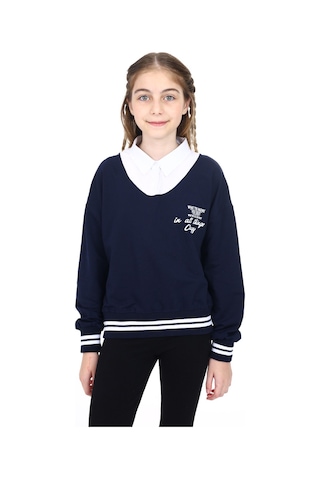 Toontoy Kız Çocuk Okul Sweatshirt Lacivert