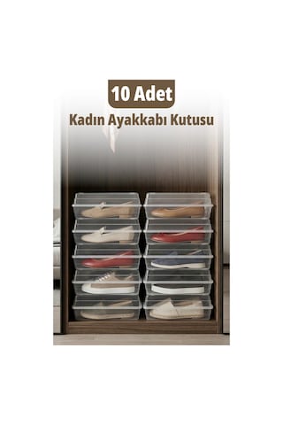 10'lu Kadın Ayakkabı Kutusu Şeffaf Ayakkabılık Ayakkabı Saklama Kutusu Şeffaf