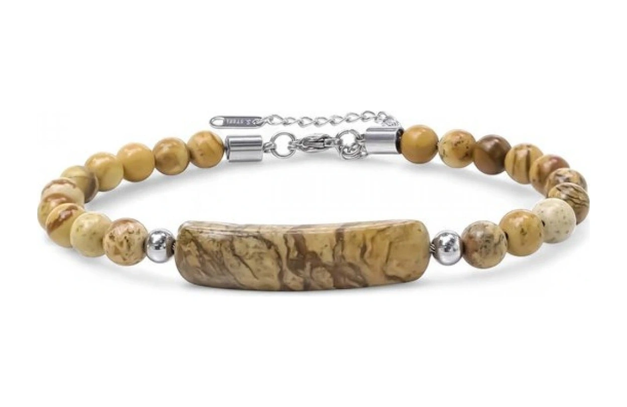 Moncuk Design Odun Jasper Doğaltaş Çelik Halat Ve Çelik Klipsli Bileklik 33512b19d3 Çok Renkli