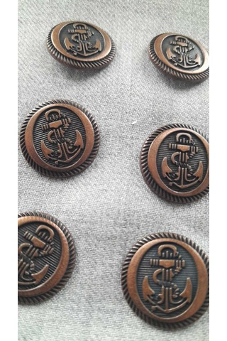 Antık Bakır Metal Düğme 20 Mm 6 Adet