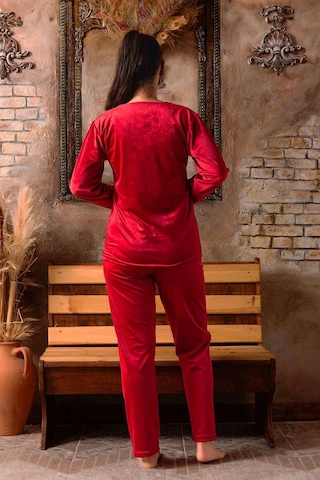 Sude Kadın Kışlık Bisiklet Yaka Kadife Pijama Takımı K803/97 - 1 Adet 001