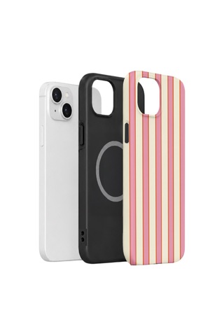 Apple iPhone Uyumlu 13 Vorian Çift Katmanlı Magsafe Kılıf Sunset Candy Stripe