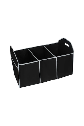 Vkemall Araba Bagajı Depolama Kutusu Çok Amaçlı Katlanabilir Oto Dolap Organizer Siyah Dikişsiz Malzeme