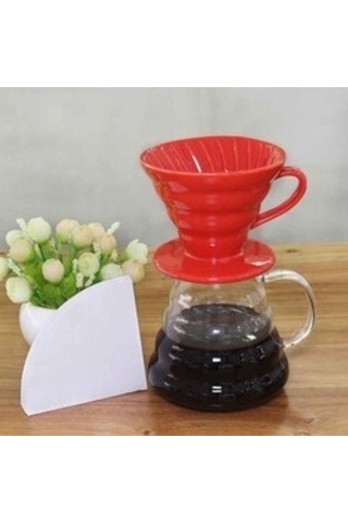 Epinox FSK-2 Seramik Kahve Demleme Dripper Kırmızı