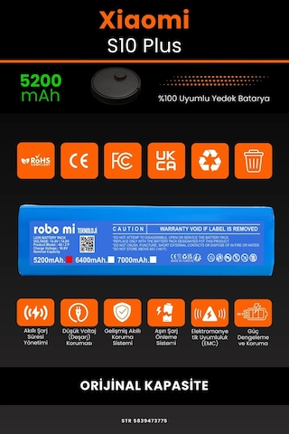 Xıaomı Robot S10+ Plus 5200mAh Robot Süpürge Bataryası