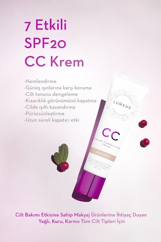 Lumene Shade Medium-7 Etkili Renk Dengeleyici CC Krem SPF 20 Orta 30 ML