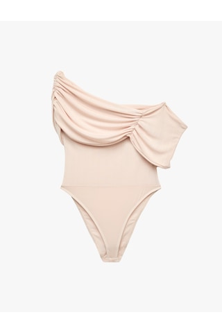 Koton Drapeli Slim Fit Straplez Açık Omuz Bodysuit Pembe 7wak10006uk Gül