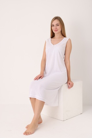 Yasar Underwear Kadın Uzun,kolsuz %100 Pamuk Elbise İçliği Kombinezon Beyaz Beyaz