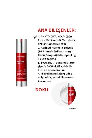 Medipeel Red Lacto Collagen 3000 Shot Serum 50 Ml Sıkılaştırıcı Ve Peeling Etkili Konsantre Spiküller Serum