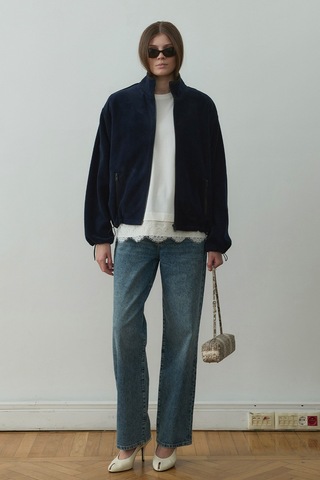 Suud Collection Lacivert Anu Oversize Fermuarlı Polar Hırka