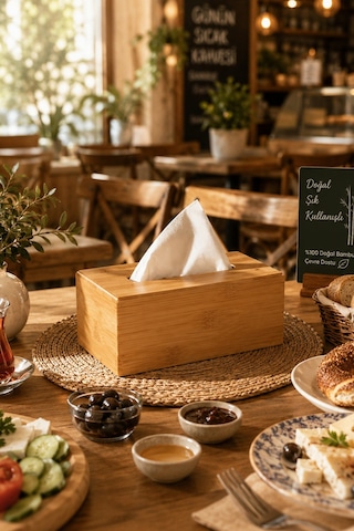 Porsima 0006 Bambu Peçetelik Ahşap Dekoratif Peçetelik