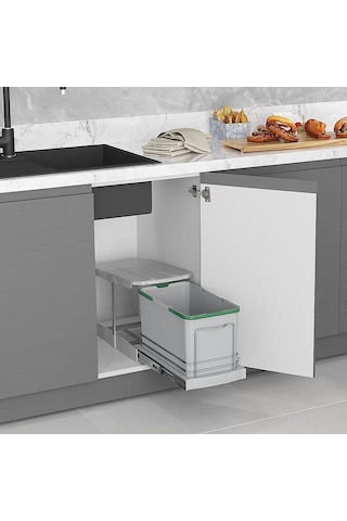 Starax Raylı Plastik Gövde Çöp Kovası 16 Lt. S-2573-G. Gri