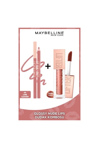 Maybelline New York Glossy Lifter Liner Dudak Kalemi 06 Line Leader + Lifter Gloss 009 Topaz