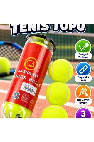 3 Lü Tenis Topu Seti Dayanıklı Ve Dengeli Zıplama Performanslı
