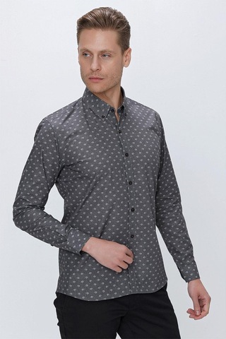 Efor G 1518 Slim Fit Gri Spor Gömlek Gri