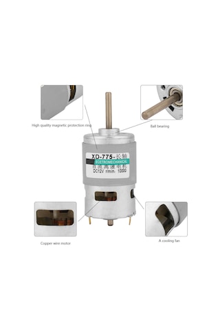 Tenfowee 775 Uzun Milyeli Dc Motor - 80w Güçlü Tork, 12v 10000 Devir/h, Soğutma Fanlı, Saf Bakır Tel, Yüksek Hızlı Sessiz Çalışma
