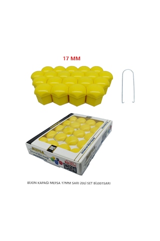 Bijon Kapağı Düz 17 Mm Sarı 20 Li Set