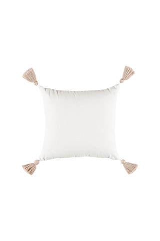 Sueno Bej El Dikişlli Desenli 43x43 Boncuk Elyaf İç Dolgulu Kırle Bej