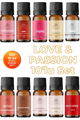 Love & Passion 10'lu Set Oda Kokusu Esansı - Aşk Kokusu 10x10ml Çiçek - Meyve